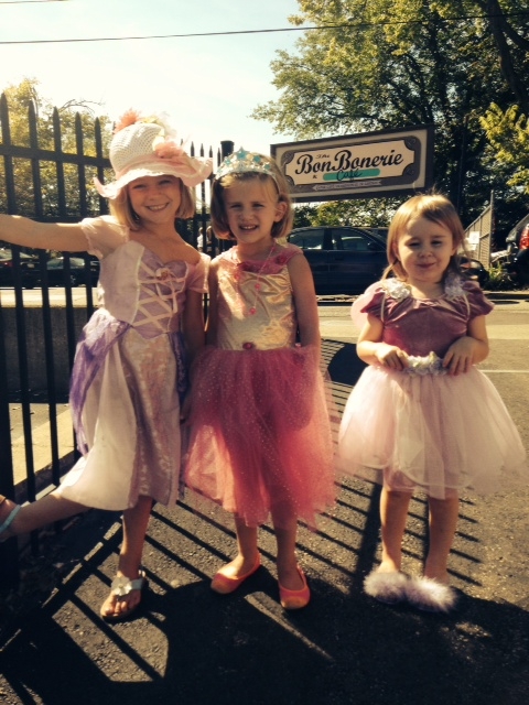 little girls leaving their tea party in our Tea Room
